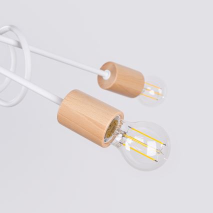 Nadgradni luster EMBER 5xE27/15W/230V bijela/bež/bukva