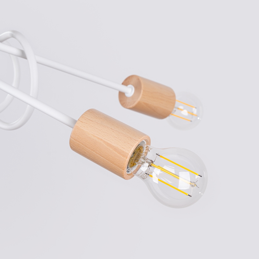 Nadgradni luster EMBER 5xE27/15W/230V bijela/bež/bukva