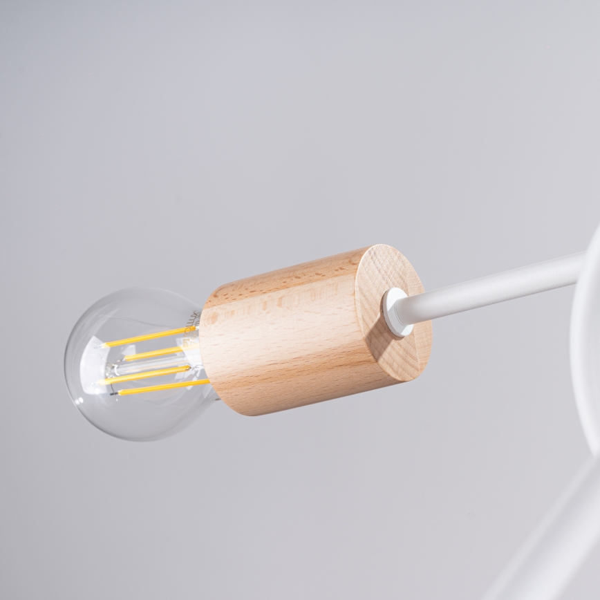 Nadgradni luster EMBER 5xE27/15W/230V bijela/bež/bukva