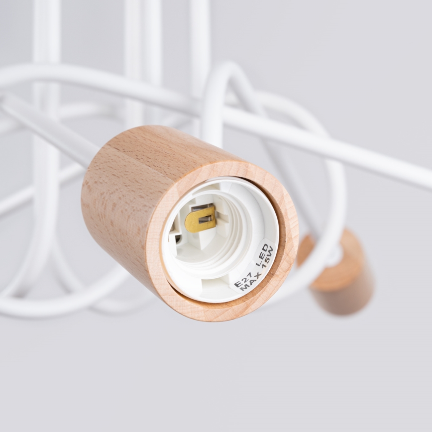 Nadgradni luster EMBER 5xE27/15W/230V bijela/bež/bukva