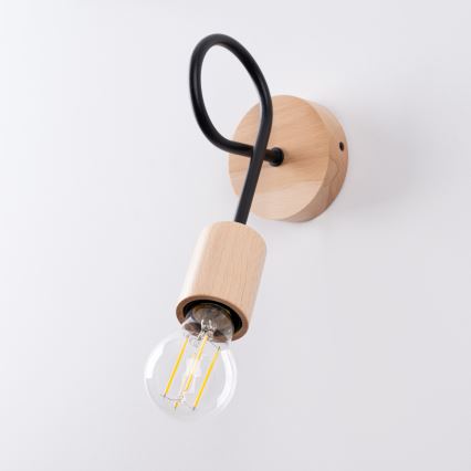 Zidna lampa EMBER 1xE27/15W/230V crna/bež/bukva