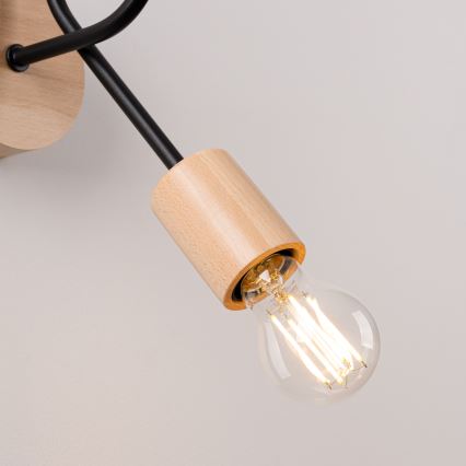 Zidna lampa EMBER 1xE27/15W/230V crna/bež/bukva