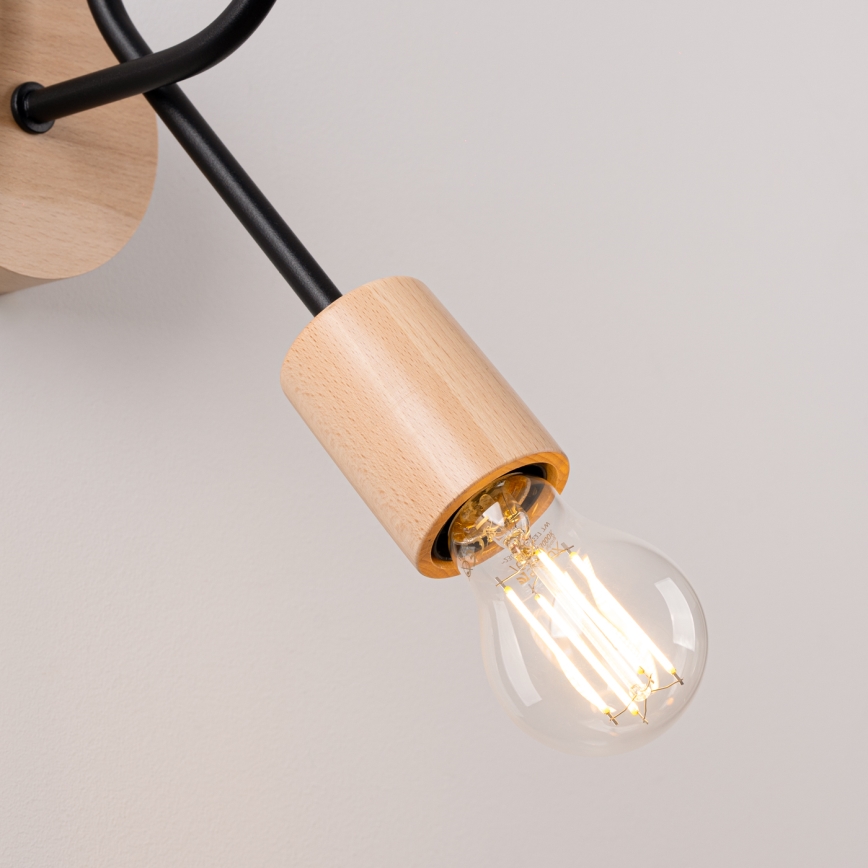 Zidna lampa EMBER 1xE27/15W/230V crna/bež/bukva