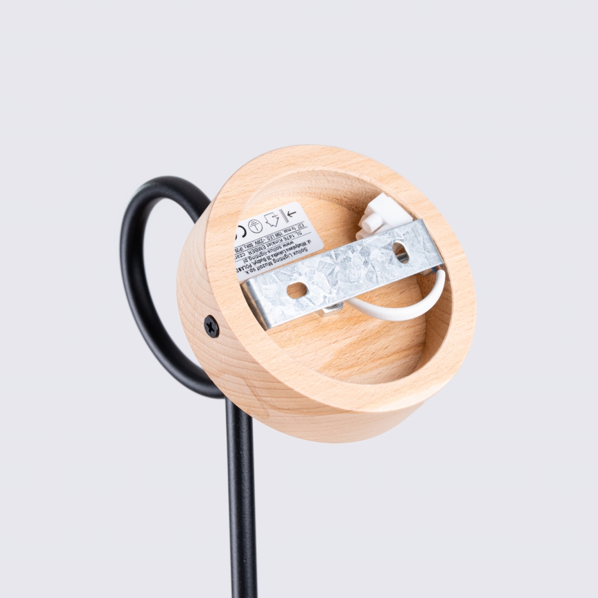 Zidna lampa EMBER 1xE27/15W/230V crna/bež/bukva