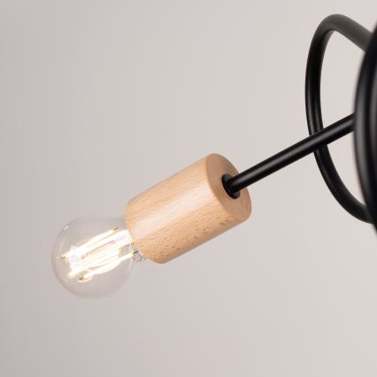 Nadgradni luster EMBER 3xE27/15W/230V crna/bež/bukva