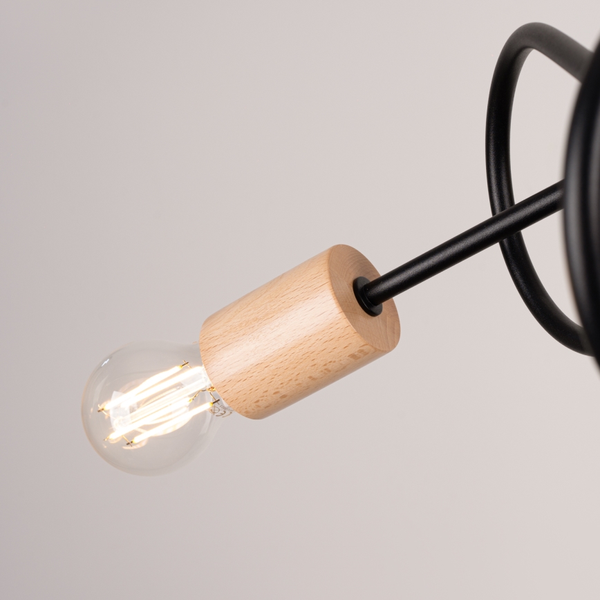 Nadgradni luster EMBER 3xE27/15W/230V crna/bež/bukva