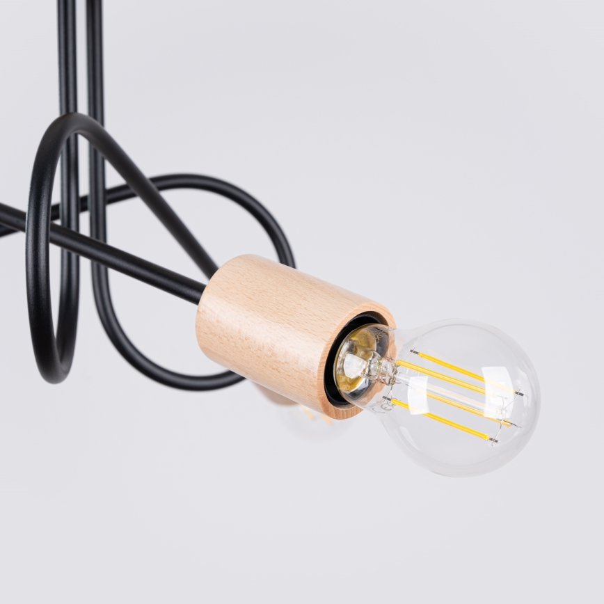 Nadgradni luster EMBER 3xE27/15W/230V crna/bež/bukva