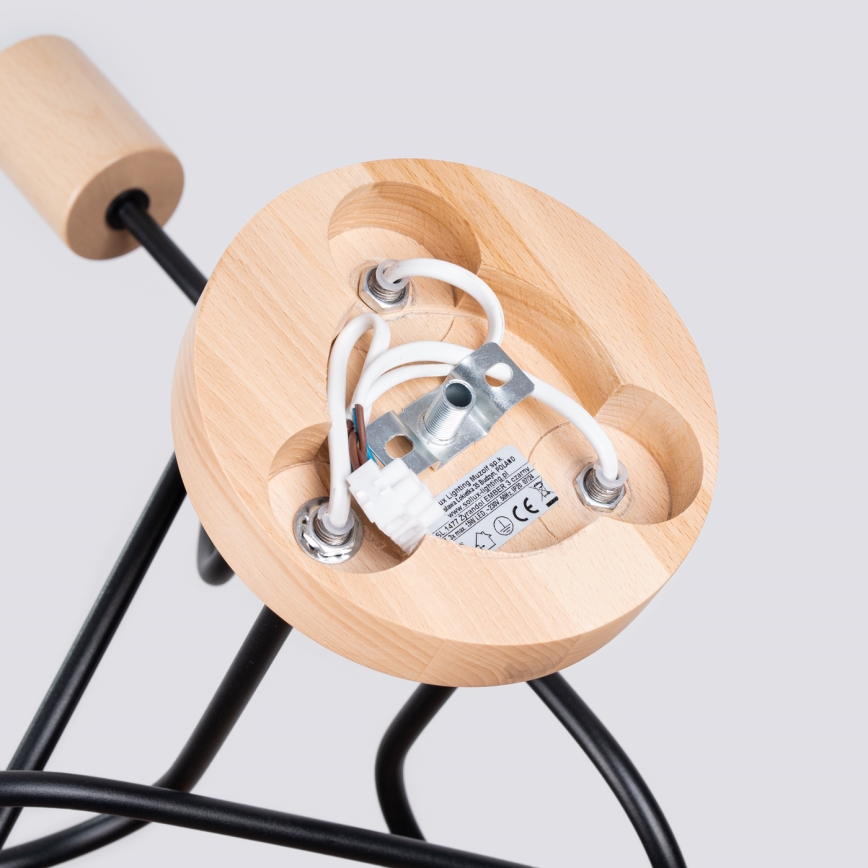 Nadgradni luster EMBER 3xE27/15W/230V crna/bež/bukva