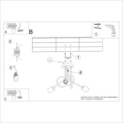 Nadgradni luster EMBER 3xE27/15W/230V crna/bež/bukva