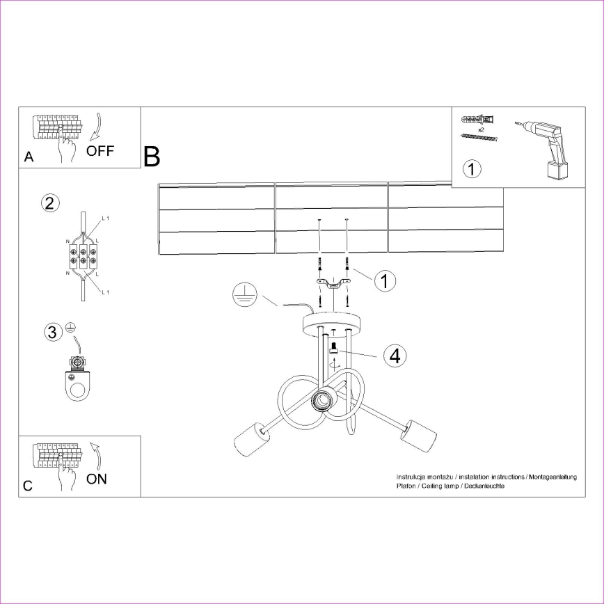 Nadgradni luster EMBER 3xE27/15W/230V crna/bež/bukva