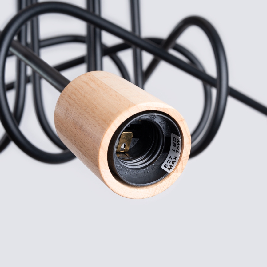 Nadgradni luster EMBER 5xE27/15W/230V crna/bež/bukva