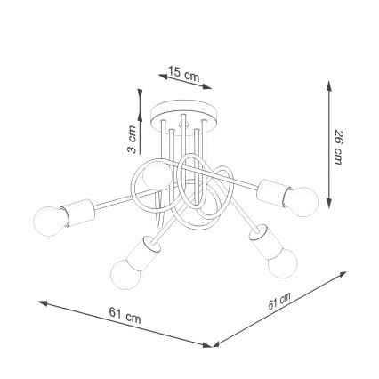 Nadgradni luster EMBER 5xE27/15W/230V crna/bež/bukva