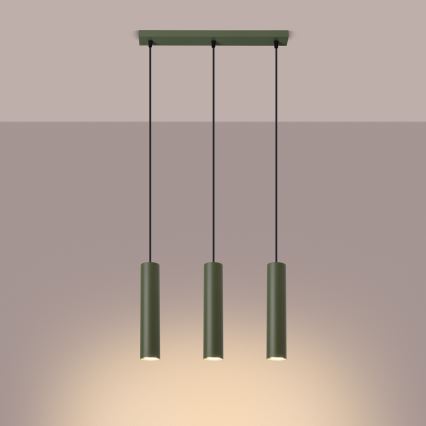 Luster na sajli LAGOS 3xGU10/10W/230V zelena