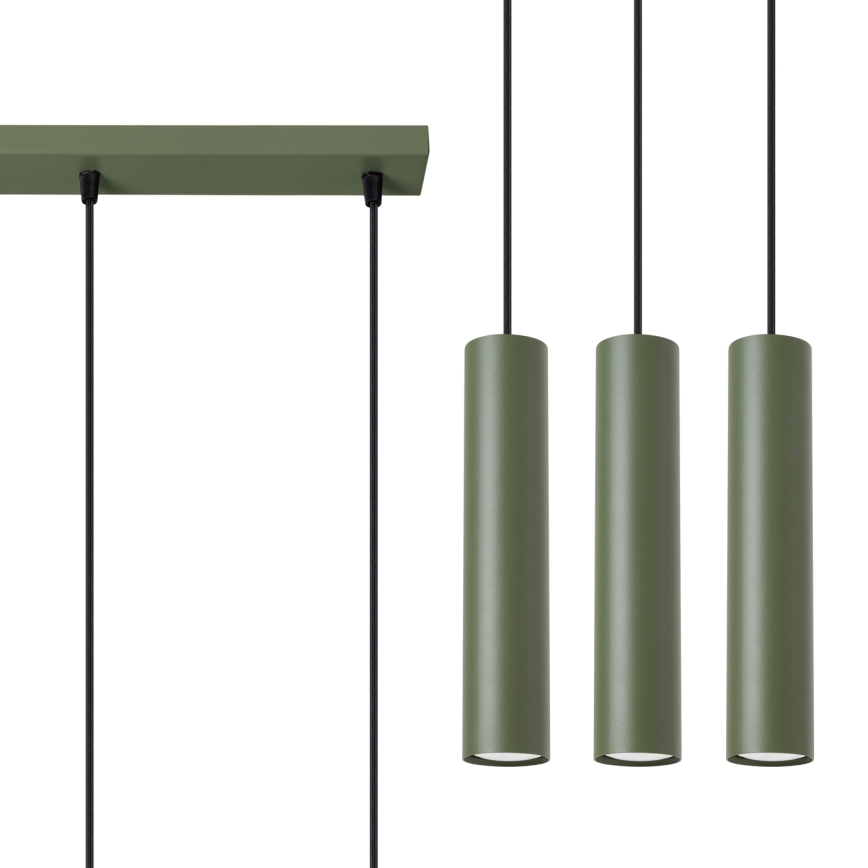 Luster na sajli LAGOS 3xGU10/10W/230V zelena