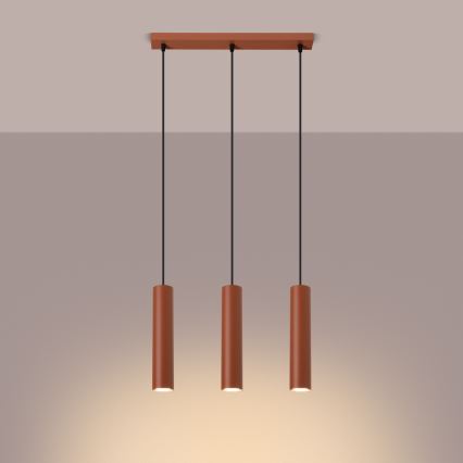 Luster na sajli LAGOS 3xGU10/10W/230V crvena