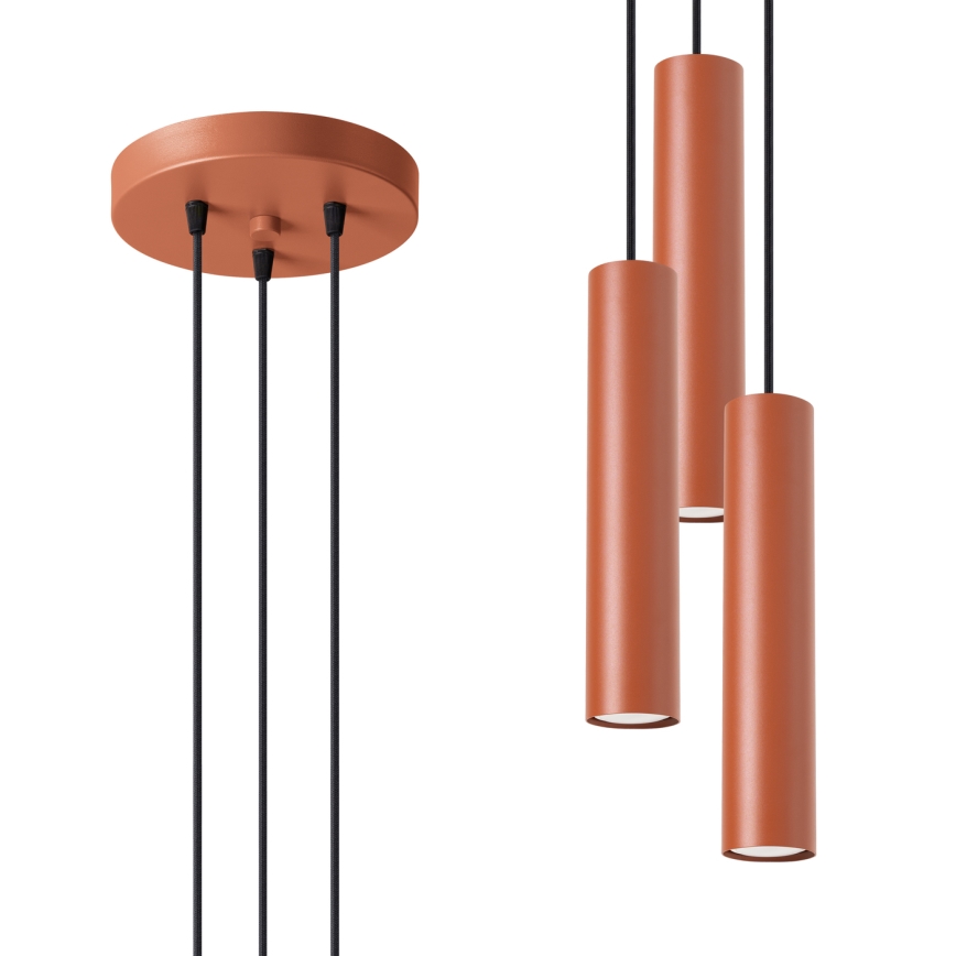 Luster na sajli LAGOS 3xGU10/10W/230V crvena