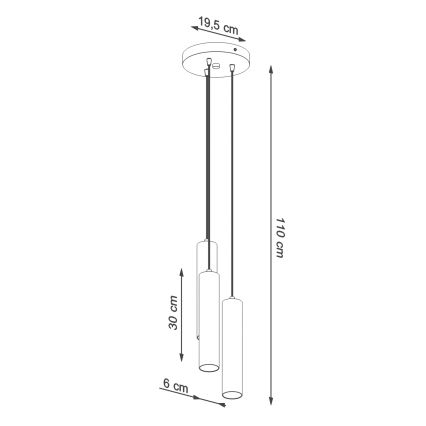 Luster na sajli LAGOS 3xGU10/10W/230V crvena
