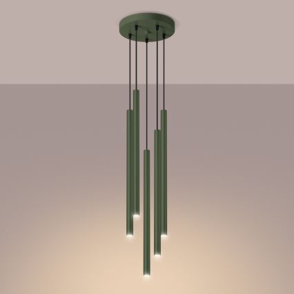 Luster na sajli PASTELO 5xG9/8W/230V zelena