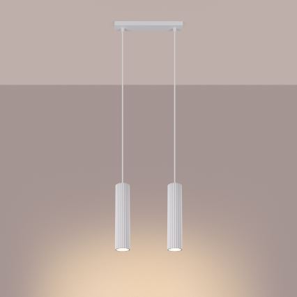 Luster na sajli KARBON 2xGU10/10W/230V bijela