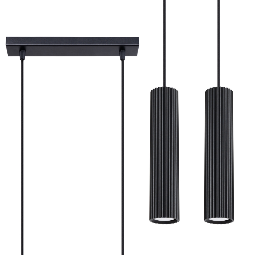 Luster na sajli KARBON 2xGU10/10W/230V crna