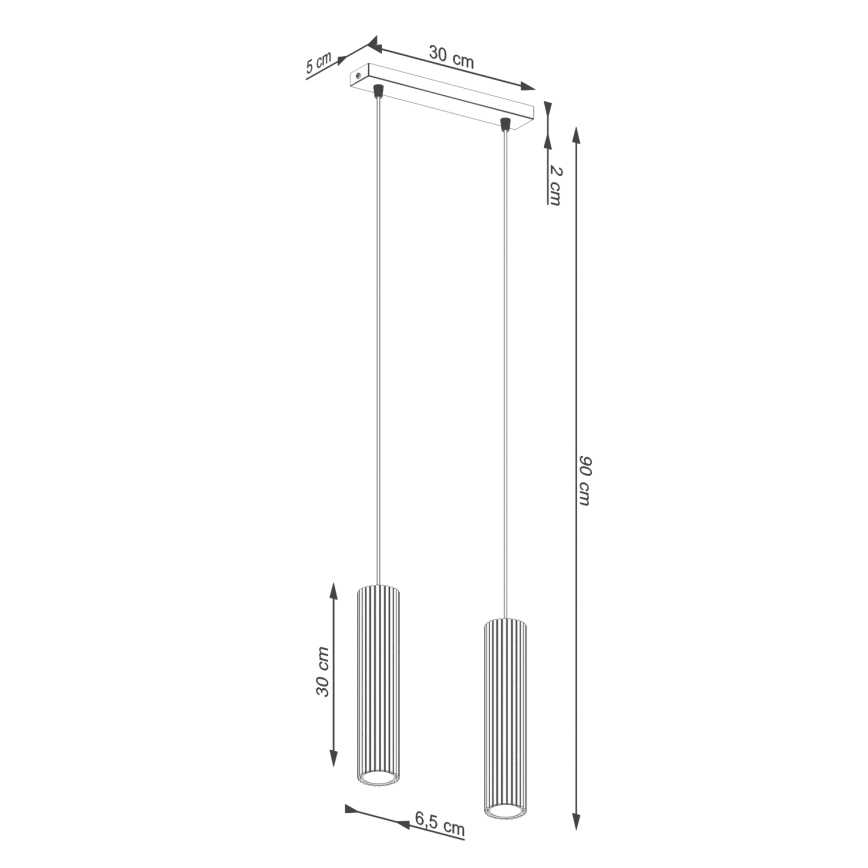 Luster na sajli KARBON 2xGU10/10W/230V crna