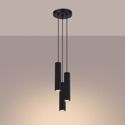Luster na sajli KARBON 3xGU10/10W/230V crna