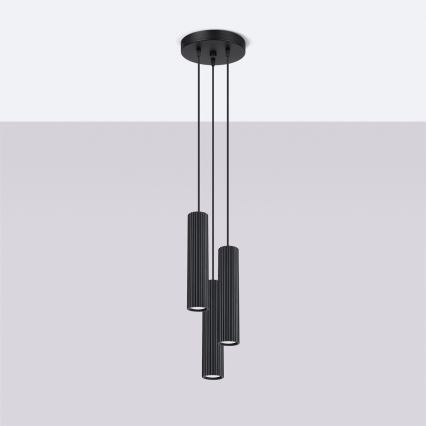 Luster na sajli KARBON 3xGU10/10W/230V crna
