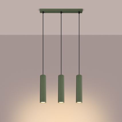 Luster na sajli KARBON 3xGU10/10W/230V zelena