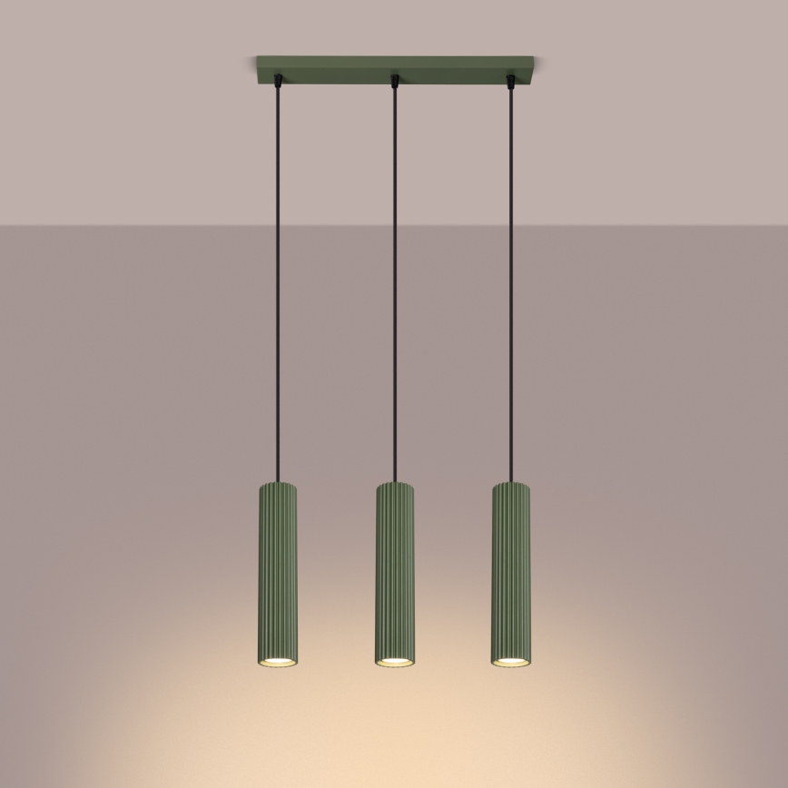 Luster na sajli KARBON 3xGU10/10W/230V zelena
