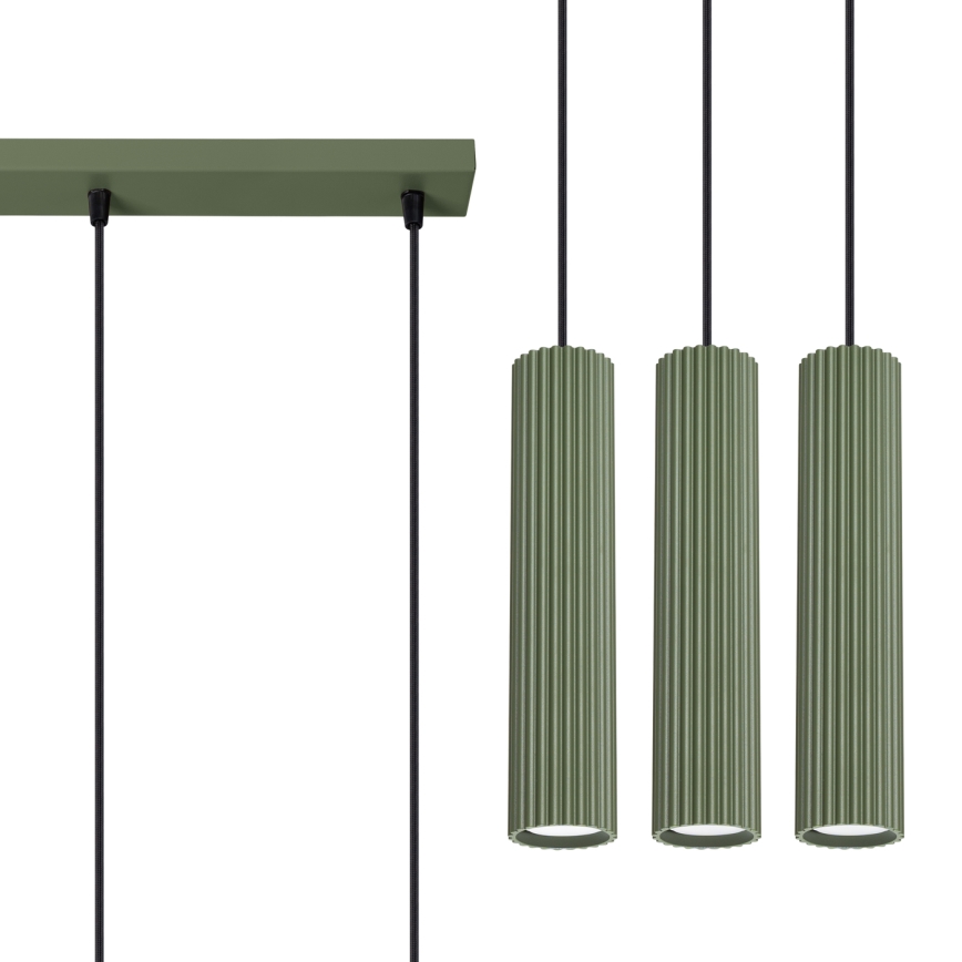 Luster na sajli KARBON 3xGU10/10W/230V zelena