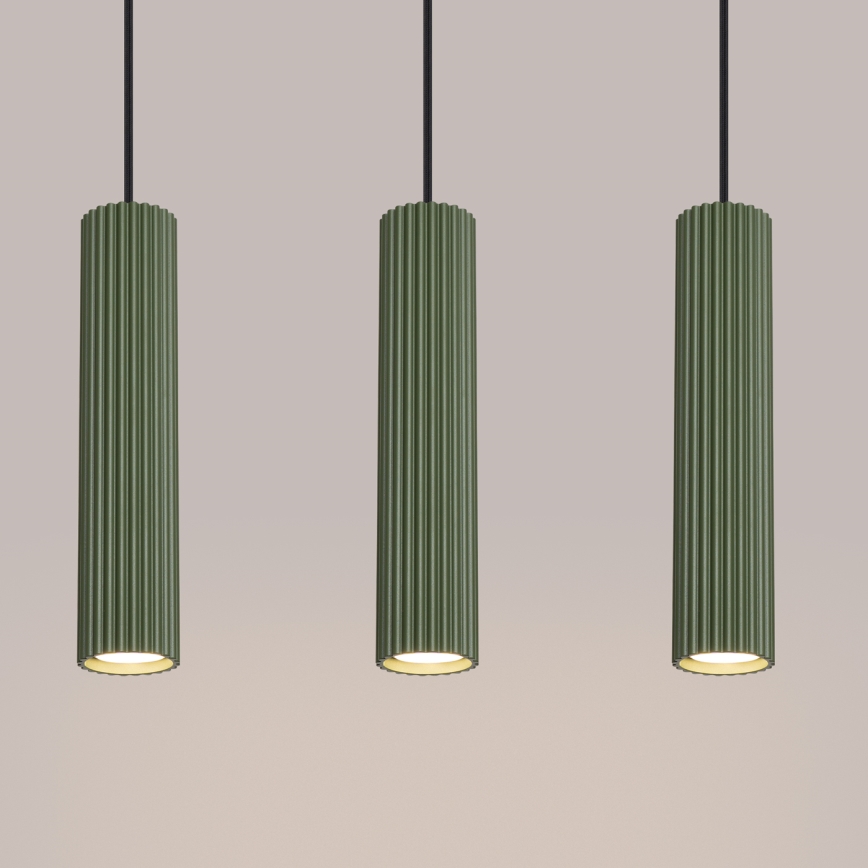 Luster na sajli KARBON 3xGU10/10W/230V zelena
