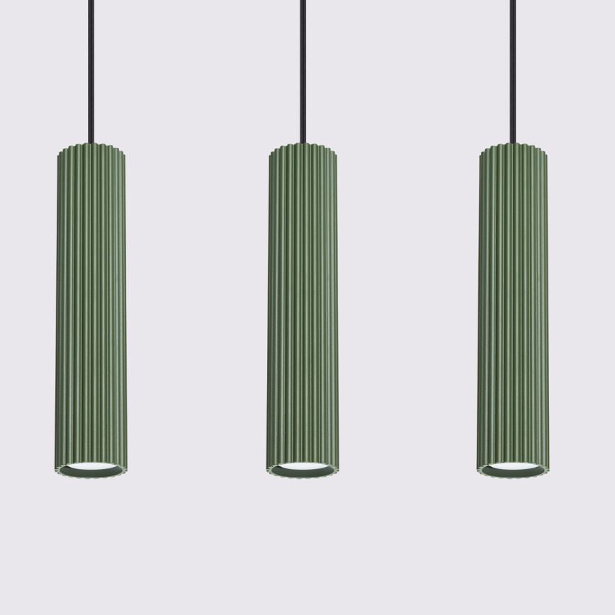 Luster na sajli KARBON 3xGU10/10W/230V zelena