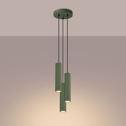 Luster na sajli KARBON 3xGU10/10W/230V zelena
