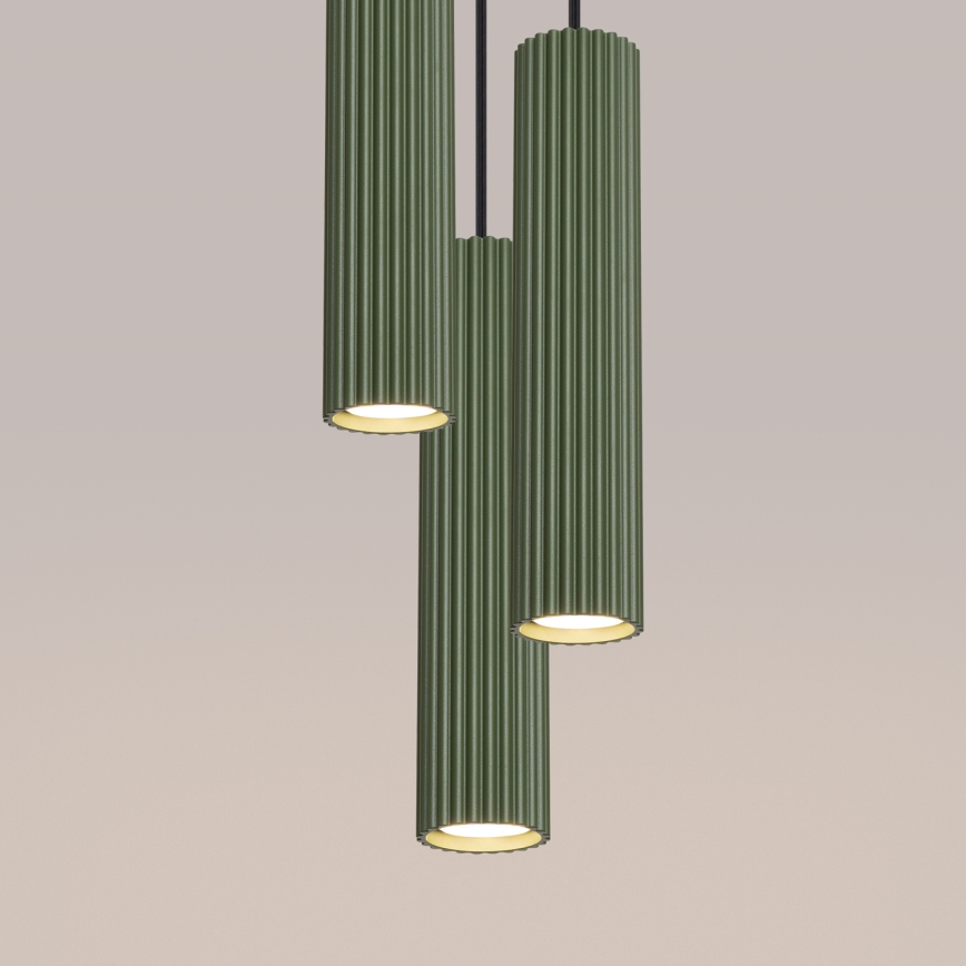 Luster na sajli KARBON 3xGU10/10W/230V zelena