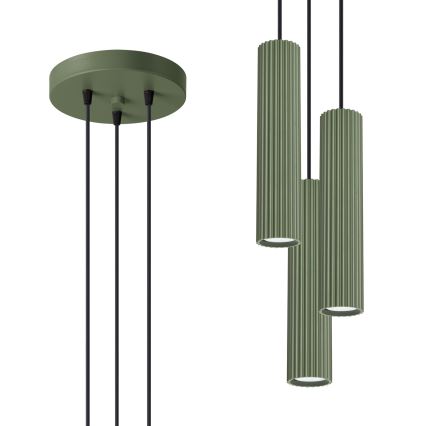 Luster na sajli KARBON 3xGU10/10W/230V zelena