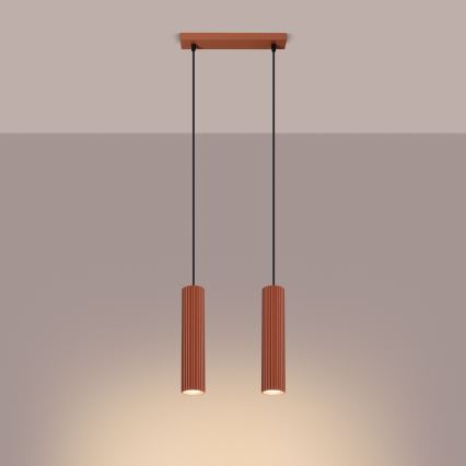 Luster na sajli KARBON 2xGU10/10W/230V crvena