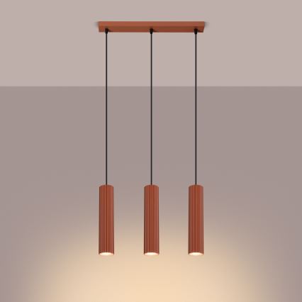 Luster na sajli KARBON 3xGU10/10W/230V crvena