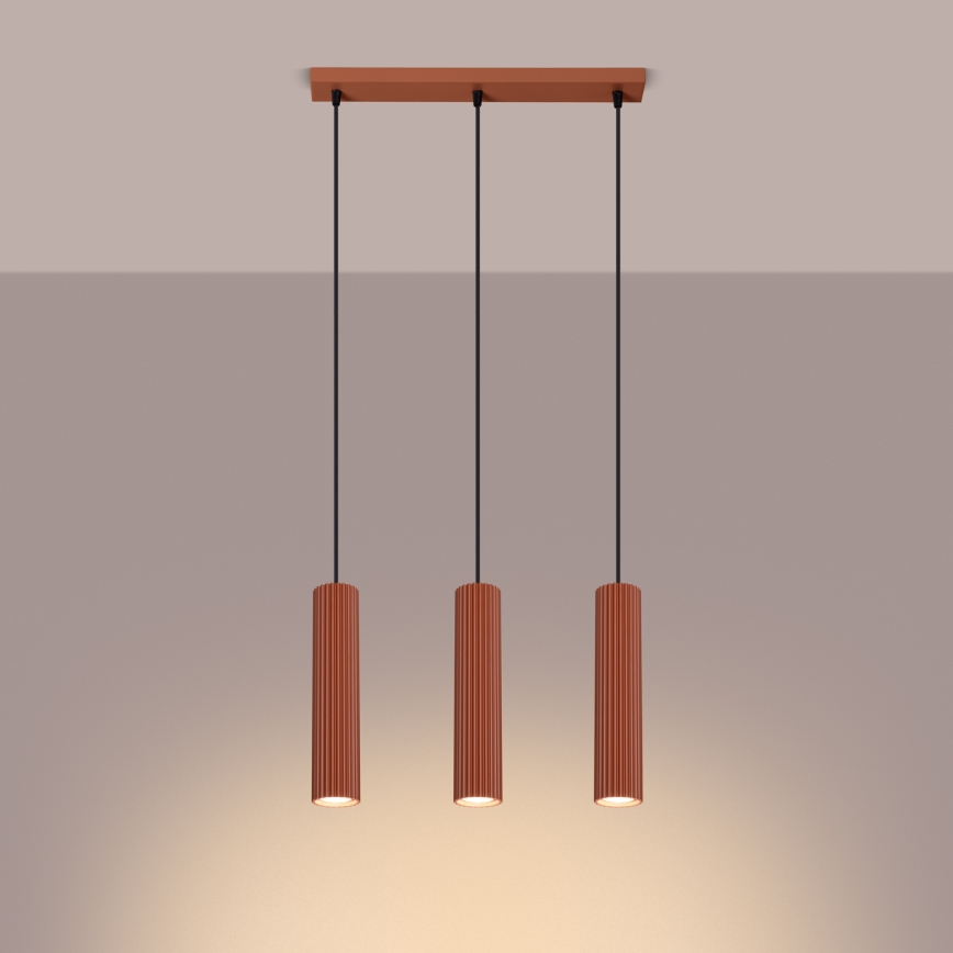 Luster na sajli KARBON 3xGU10/10W/230V crvena