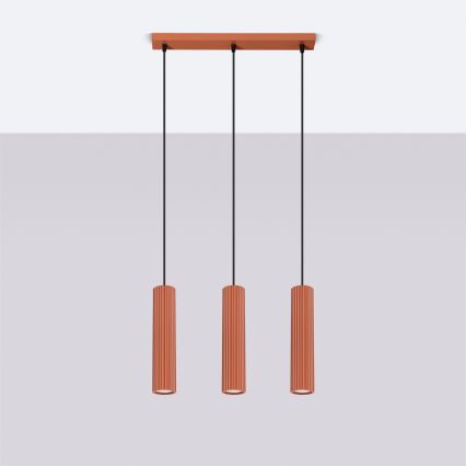 Luster na sajli KARBON 3xGU10/10W/230V crvena