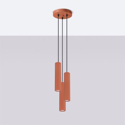 Luster na sajli KARBON 3xGU10/10W/230V crvena