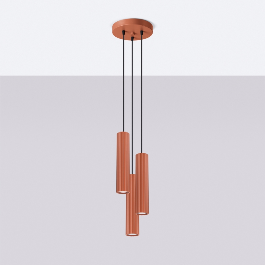 Luster na sajli KARBON 3xGU10/10W/230V crvena