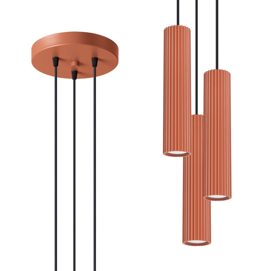 Luster na sajli KARBON 3xGU10/10W/230V crvena