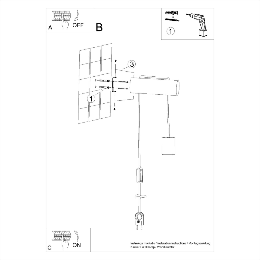 Zidna lampa NIMBI 1xE27/15W/230V bukva