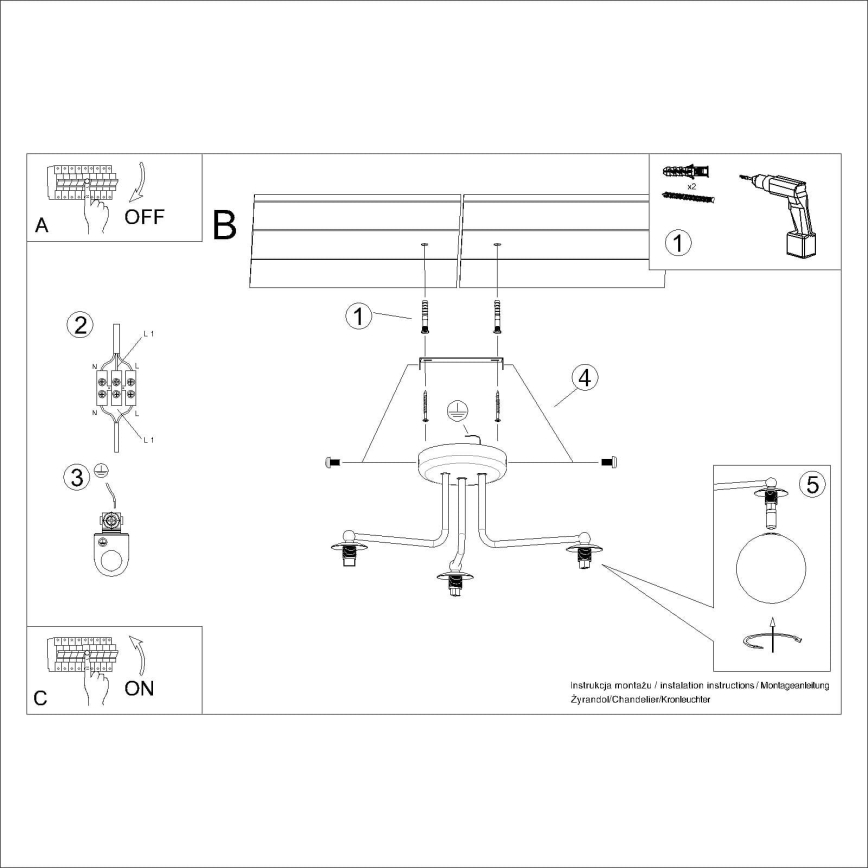 Viseći luster ASTRAL 3xG9/8W/230V crna