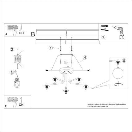 Viseći luster ASTRAL 5xG9/8W/230V crna