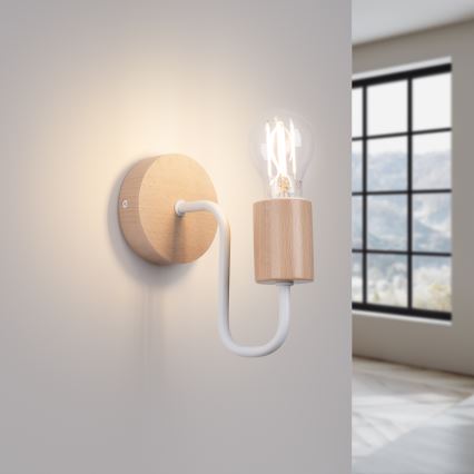 Zidna lampa TIMBO 1xE27/15W/230V bijela/bež/bukva