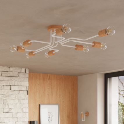 Zidna lampa TIMBO 1xE27/15W/230V bijela/bež/bukva
