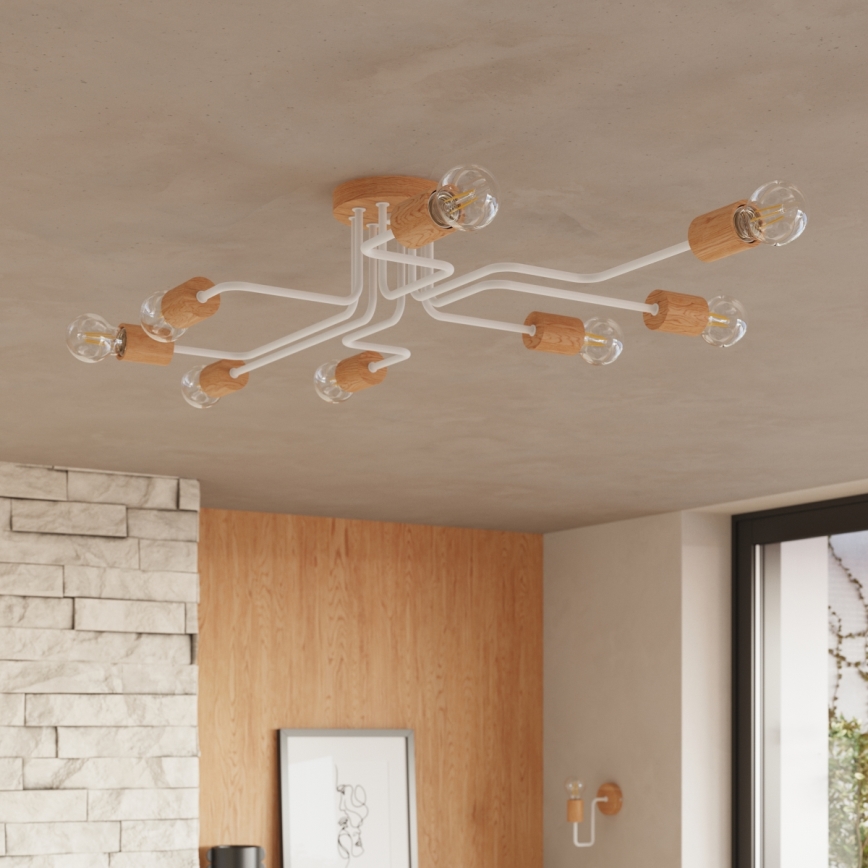 Zidna lampa TIMBO 1xE27/15W/230V bijela/bež/bukva