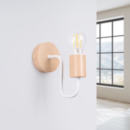 Zidna lampa TIMBO 1xE27/15W/230V bijela/bež/bukva