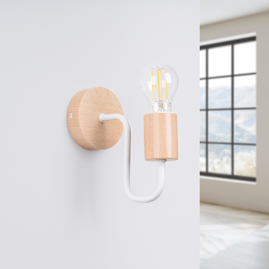 Zidna lampa TIMBO 1xE27/15W/230V bijela/bež/bukva
